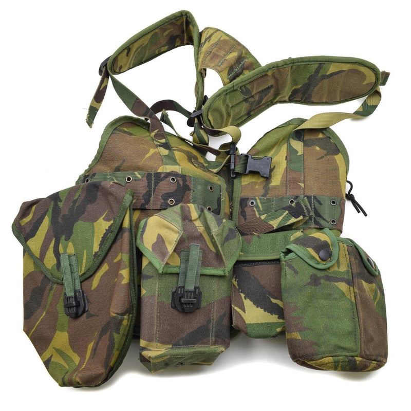 Original Dutch vintage military tactical Vest set woodland camouflage old Alice clip pouches