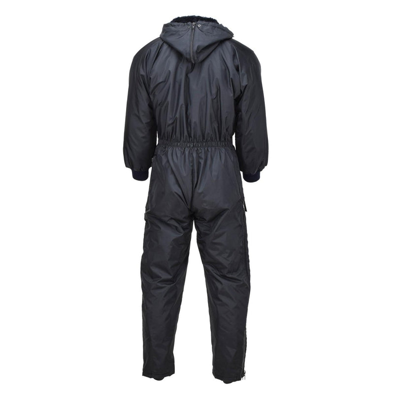 Original Dutch military work coverall hooded cold weather jumpsuit quilted liner elastic waist inserts side zipper