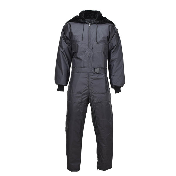 Original Dutch military work coverall fax fur hooded cold weather jumpsuit quilted liner belted