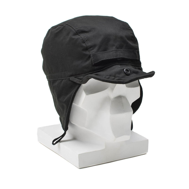 Original Dutch paratrooper hat ranger cap ear flaps brim windproof black surplus adjustable strap on back