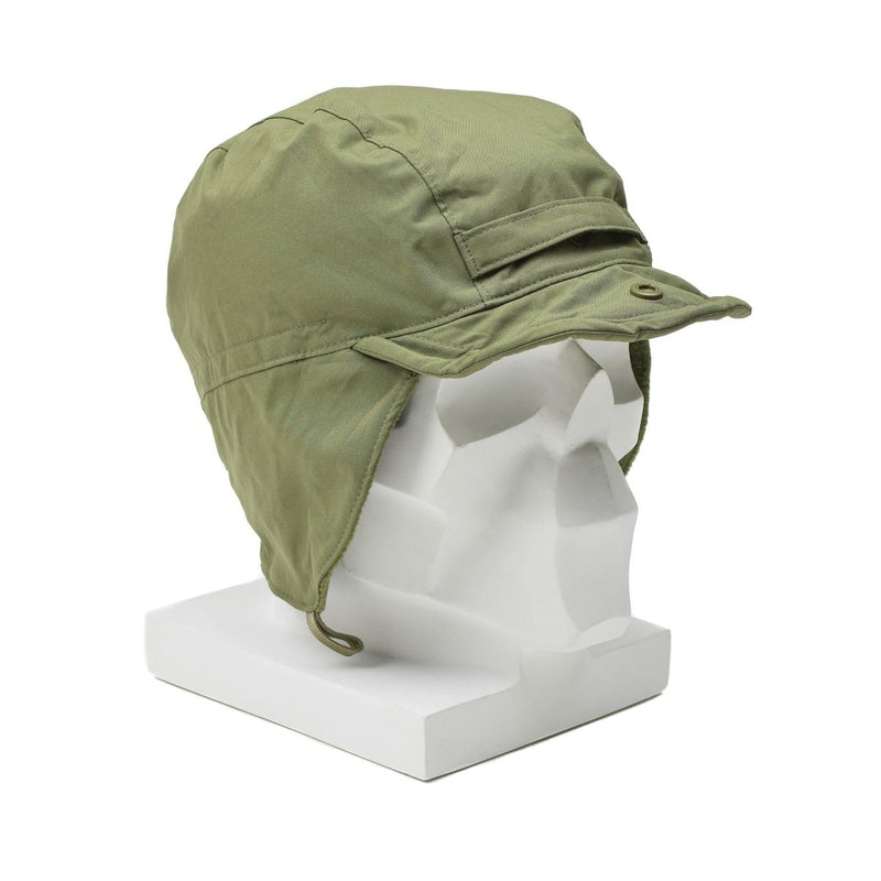Original Dutch paratrooper hat ranger cap ear flaps brim windproof olive surplus adjustable strap on back