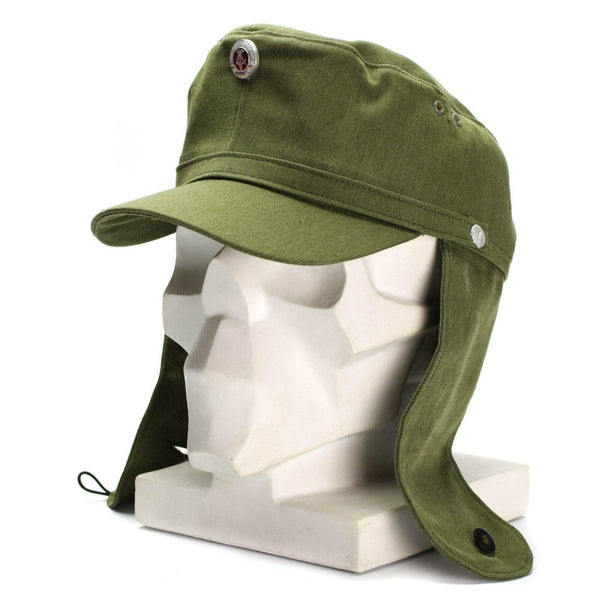 Original East German NVA army earflaps cap M-43 style hat w metal badge