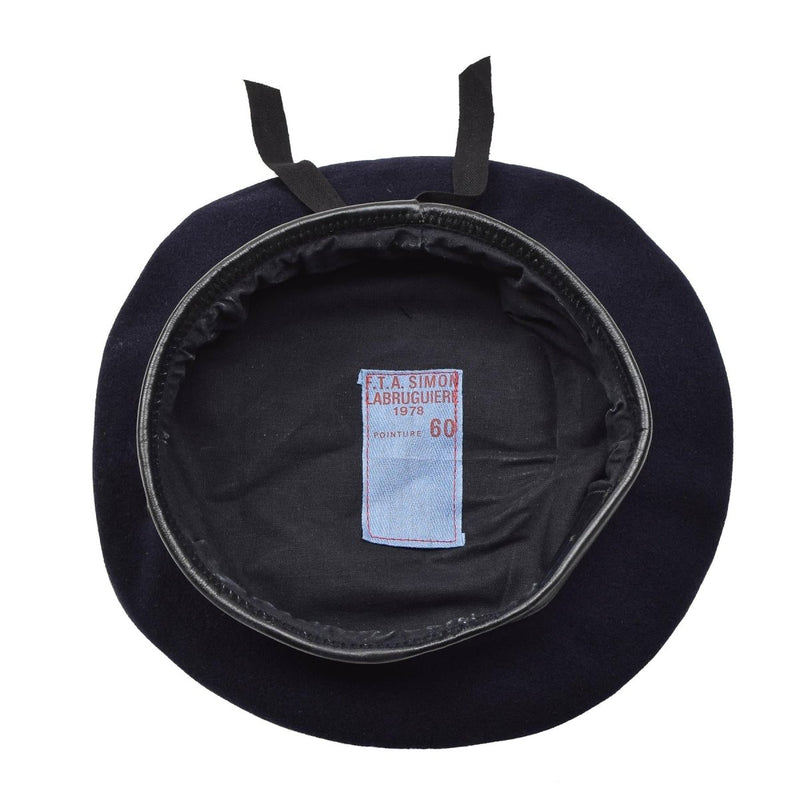 French Army dark blue wool beret command lightweight cap vintage