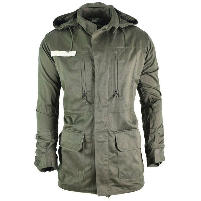 Original French army Olive OD jacket breathable fatigue combat military hooded parka sateen chest and front pockets