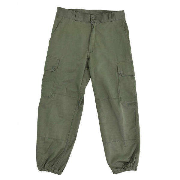 Original vintage French army pants field troops military green BDU trousers surplus reinforced knees all seasons