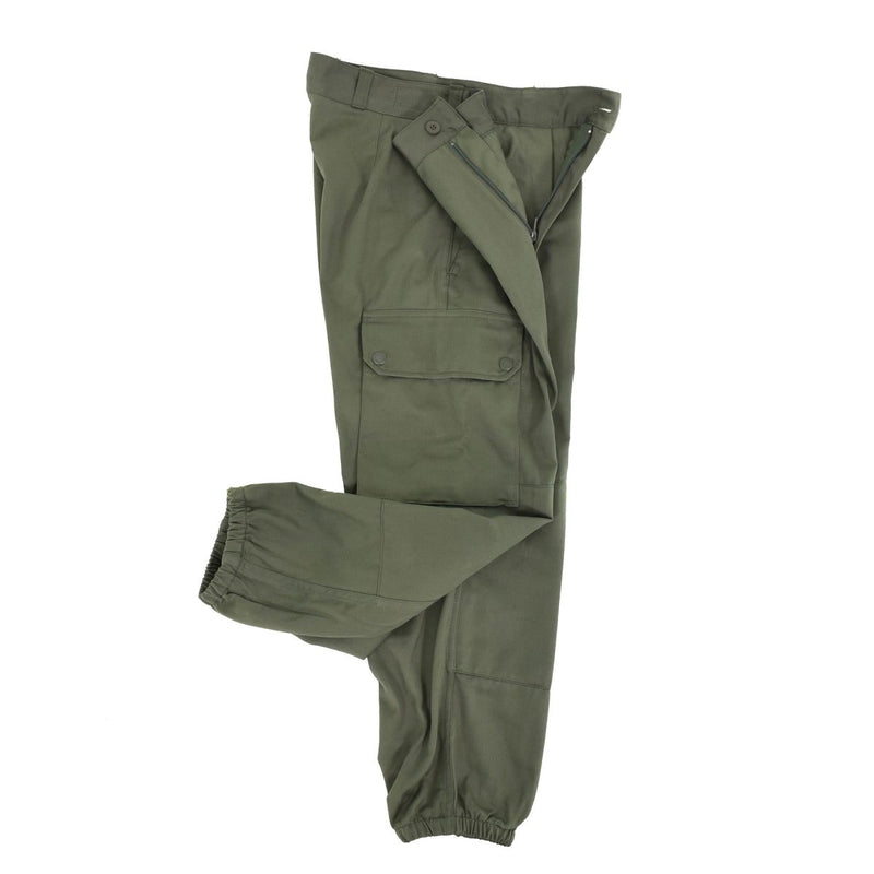 Original French army pants field troops military green BDU trousers surplus elasticated bottoms