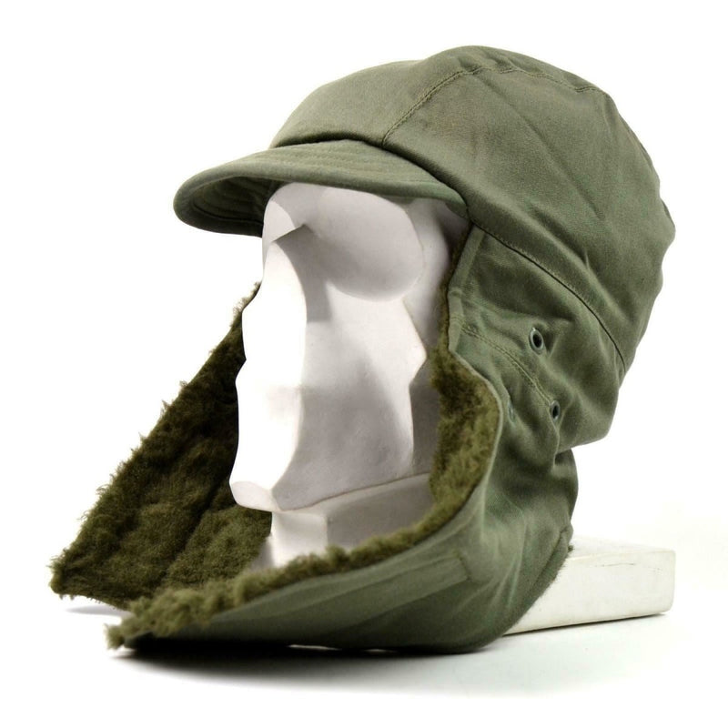 Original French army winter hat cold weather France military issue field hat hook and loop attachment