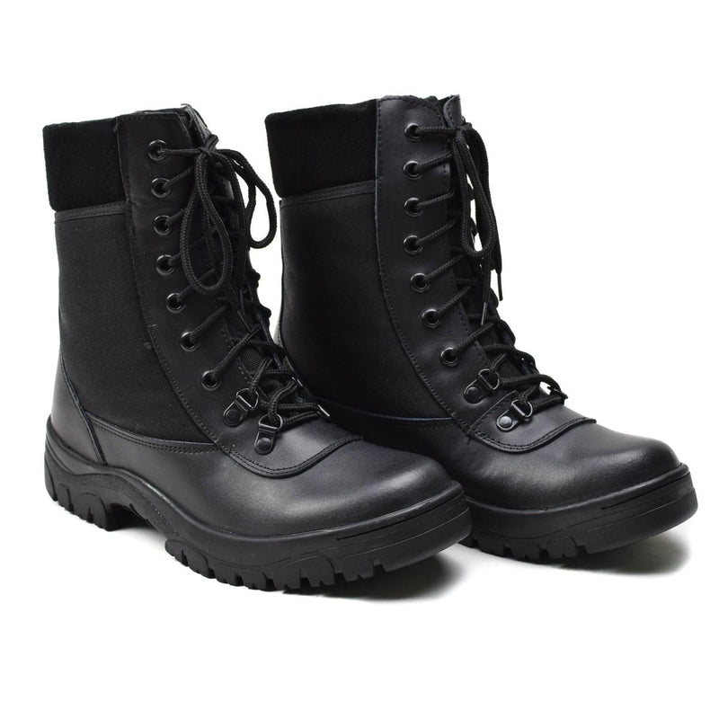 Original French military black leather boots lightweight army breathable lightweight and robust leather cordura nylon