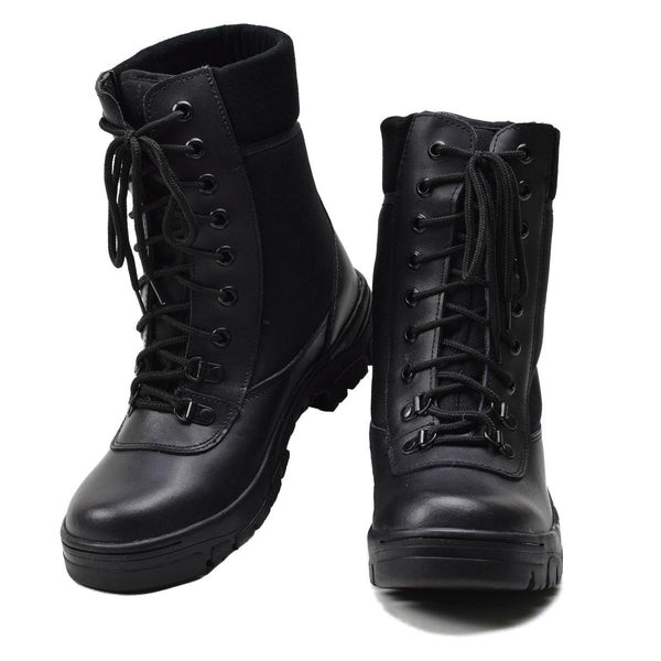 Original French military black leather breathable boots army oil resistat reinforced heel  extra durability high wear area