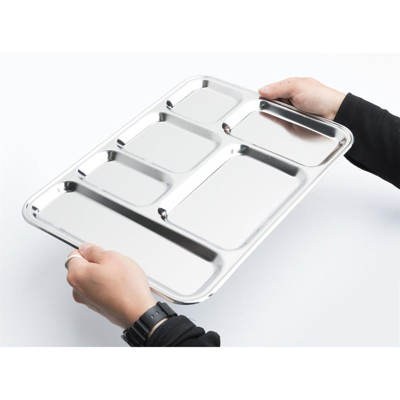 Original French Military food tray stainless steel food divider mess hall NEW divided into six compartments food tray