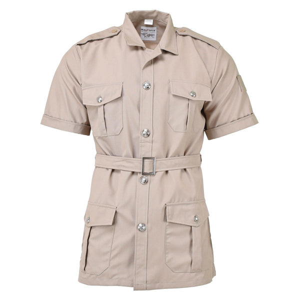 Original French military foreign legion khaki dress shirts short sleeves button fastening belt breathable lightweight