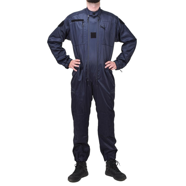 Original French police department blue coverall anti-static officer jumpsuit elastic waist inserts hook and loop