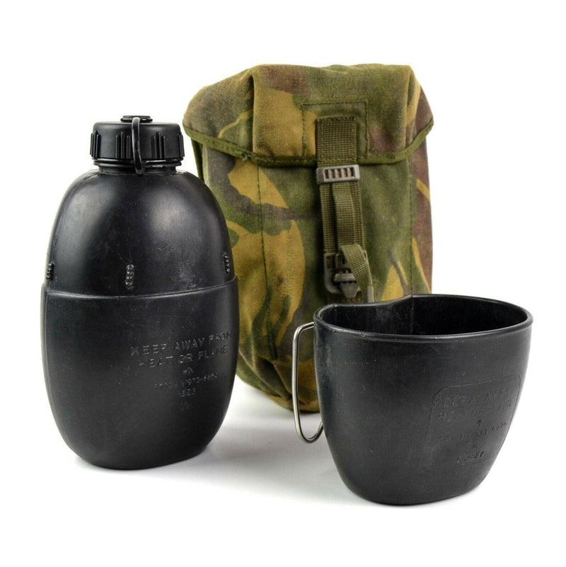 Original genuine british army canteen with mug 58 water bottle with pouch camping hiking set