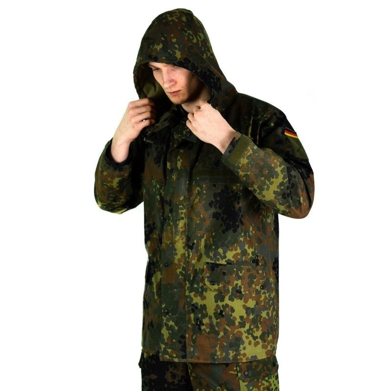 Original German army field Jacket Gore-Tex Flecktarn waterproof rain parka adjustable hood