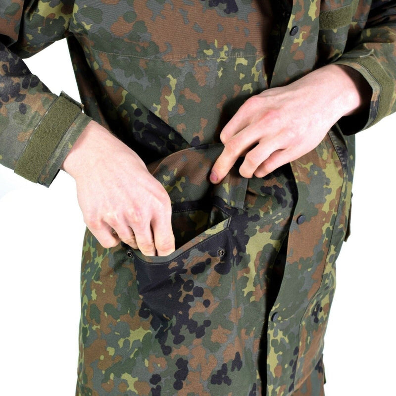 Original German army field Jacket Gore-Tex Flecktarn waterproof rain parka side pockets
