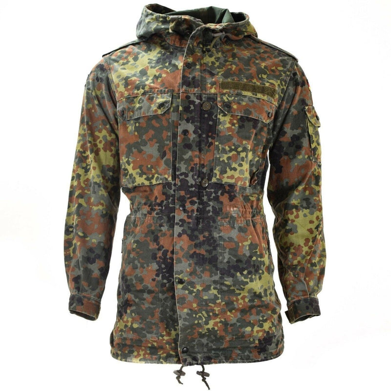 Original German army field jacket parka military issue Flecktarn camouflage with liner chest and side pockets
