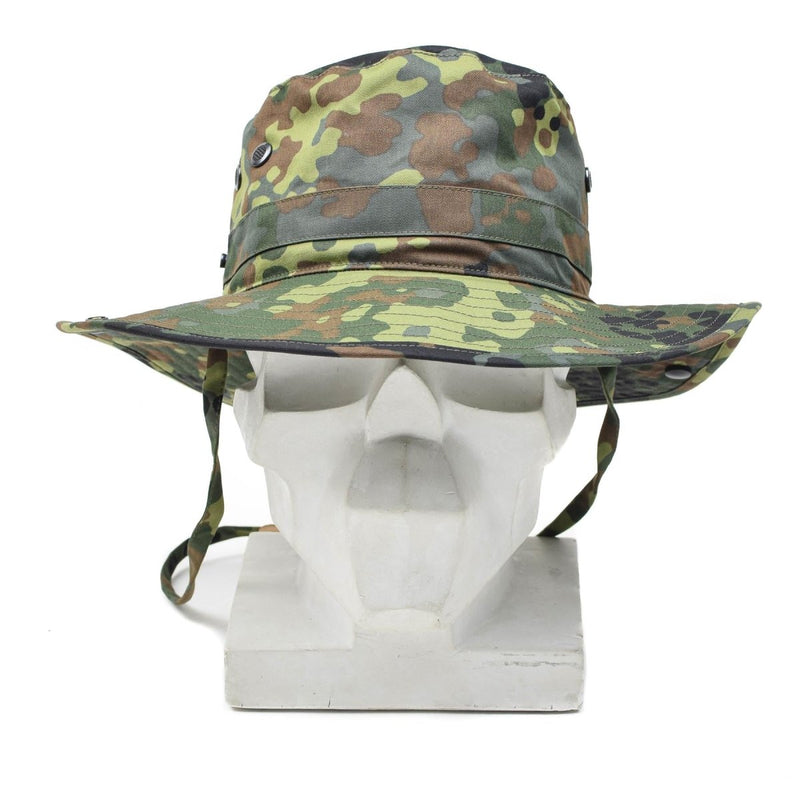 Original German Army Flecktarn boonie hat camping hunting outdoor summer cap adjustable chin drawstring