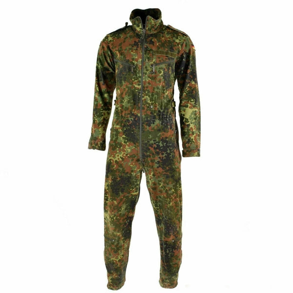 Original German army flecktarn camo overall suit combat tanker coverall jumpsuit zipped pockets adjustable waist