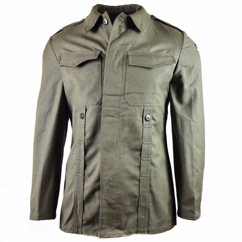 Original German army Moleskin jacket. Vintage BW army field olive drab jacket chest pockets long sleeve