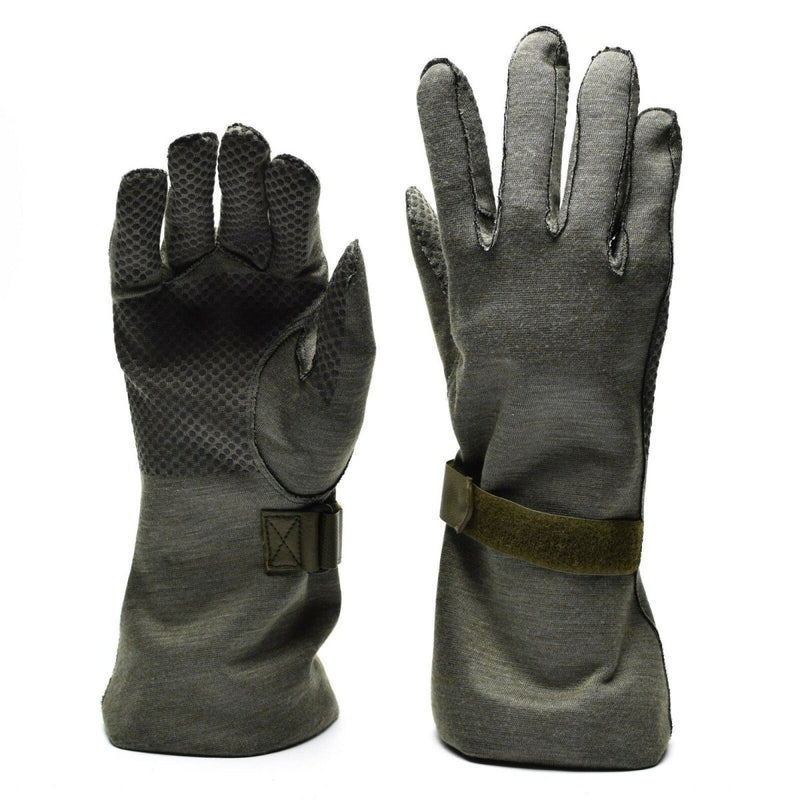 Original German army Nomex heat resistant pilot gloves with gripper grey military issue non slip grip