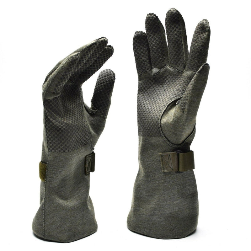 German army Nomex pilot gloves with gripper grey military issue loop fastening strap