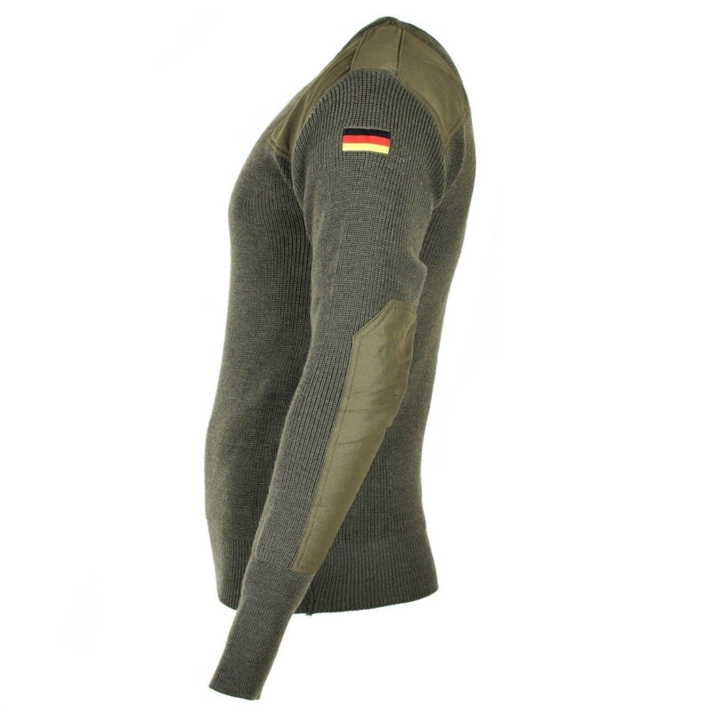 Original German army pullover Commando Jumper Green Olive sweater Wool German flag on shoulder
