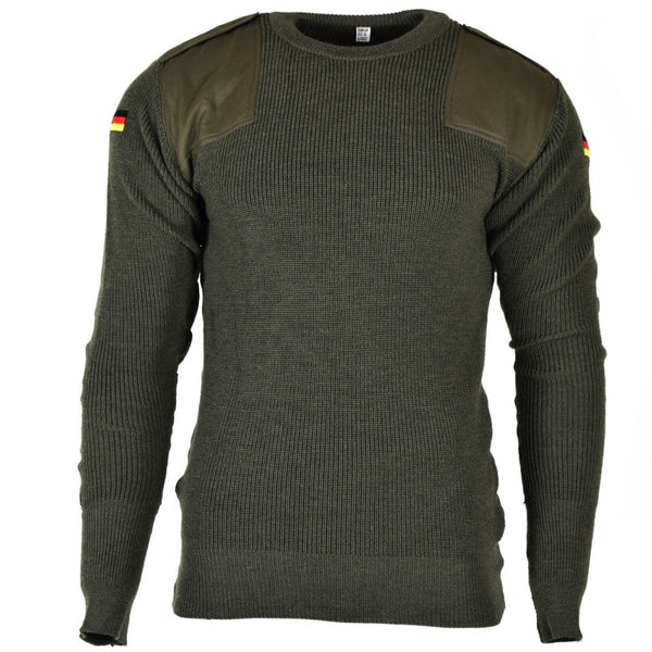 German army pullover Commando Jumper Green Olive sweater Wool interlock knit crew neck