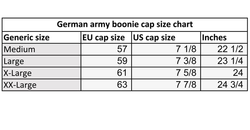 German Army tropical camo boonie hat hunting outdoor cap size chart