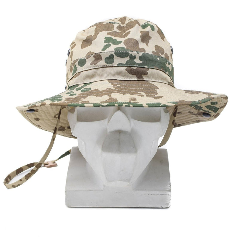 Original German Army tropical camo boonie hat camping hunting outdoor cap chin strap