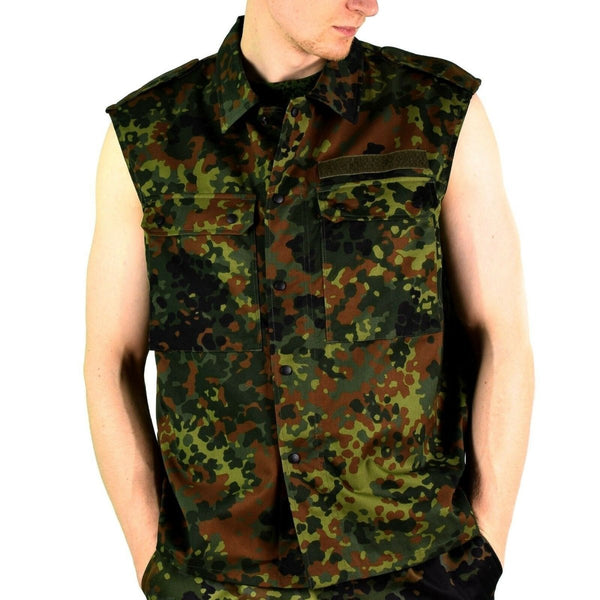 Original German army vest zipped sleeveless flecktarn camouflage tactical combat BW Army issue