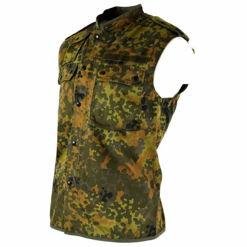 Original GERMAN ARMY VEST ZIPPED flecktarn camouflage BW Army issue sleeveless vest