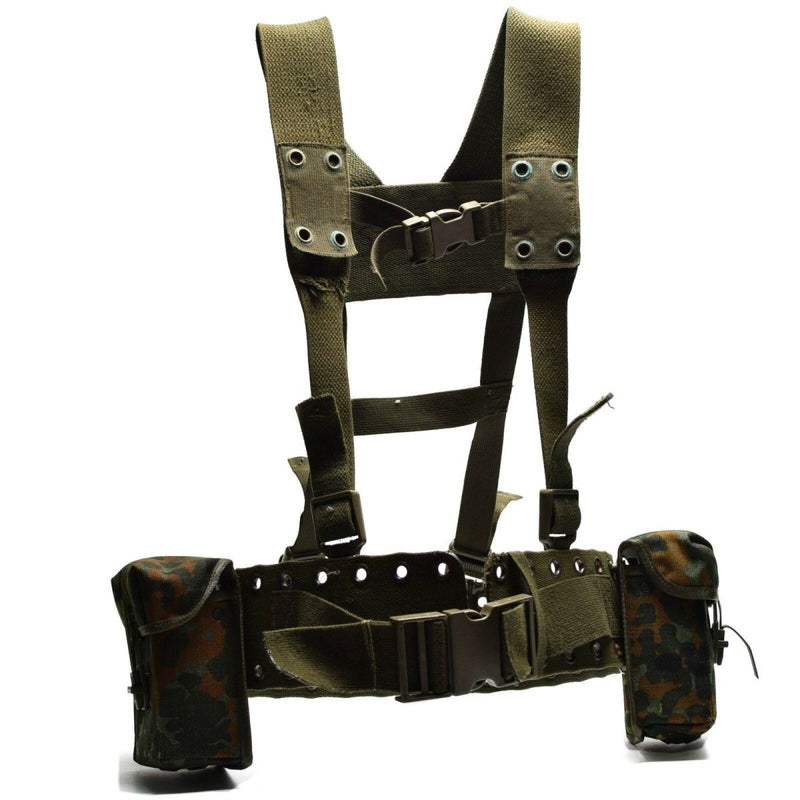Original German army Webbing system 4 pcs tactical belt harness Load bearing kit alice attachments