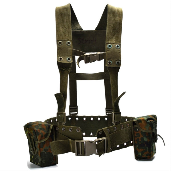 Original German army Webbing system 4 pcs tactical belt harness Load bearing kit adjustable straps and belt lenght