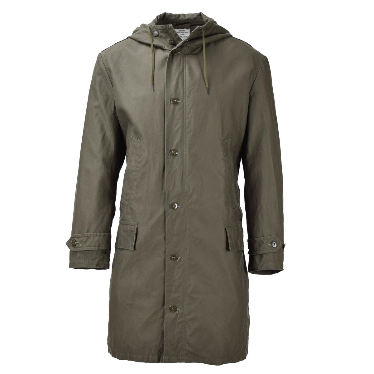 Original German military long parka jacket olive hooded field coat arm ...