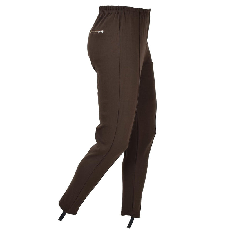 Original German military NVA brown sweatpants sports stirrup training trousers elasticated waist