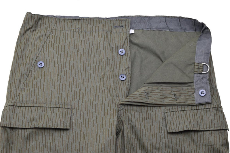Original German military NVA strichtarn camo tactical pants field trousers button closure front pockets buttoned