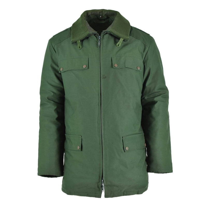 Original German police officer parka warm hooded green windproof jacket liner quilted liner high collar