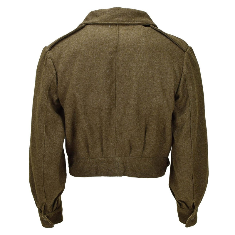 Original Greek army Eisenhower Ike jacket olive wool vintage field military adjustable waist closure buttons