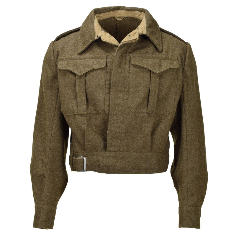 Original Greek army Eisenhower Ike jacket olive wool vintage field military adjustable waist thick wool material