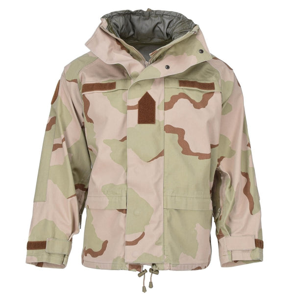 Original Hungarian Army rain jacket combat camouflage desert waterproof hooded taped seams adjustable hemline