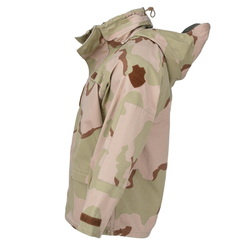 Original Hungarian Army rain jacket combat camouflage desert waterproof hooded adjustable cuffs