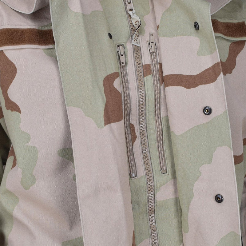Original Hungarian Army rain jacket combat camouflage desert waterproof hooded zipper button closure