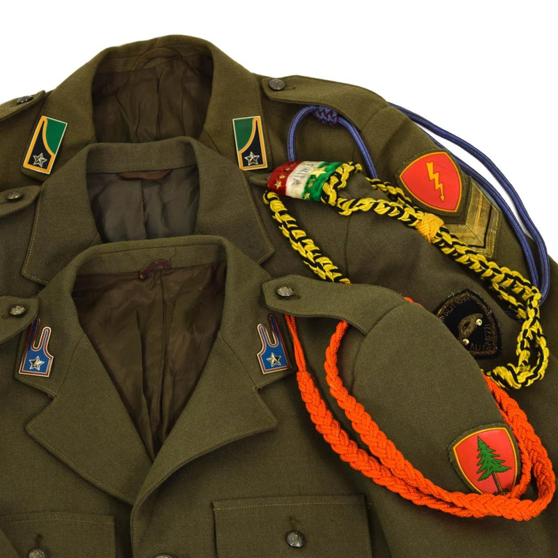 Original Italian army jacket brown parade uniform dress wool military issue epaulets insulated