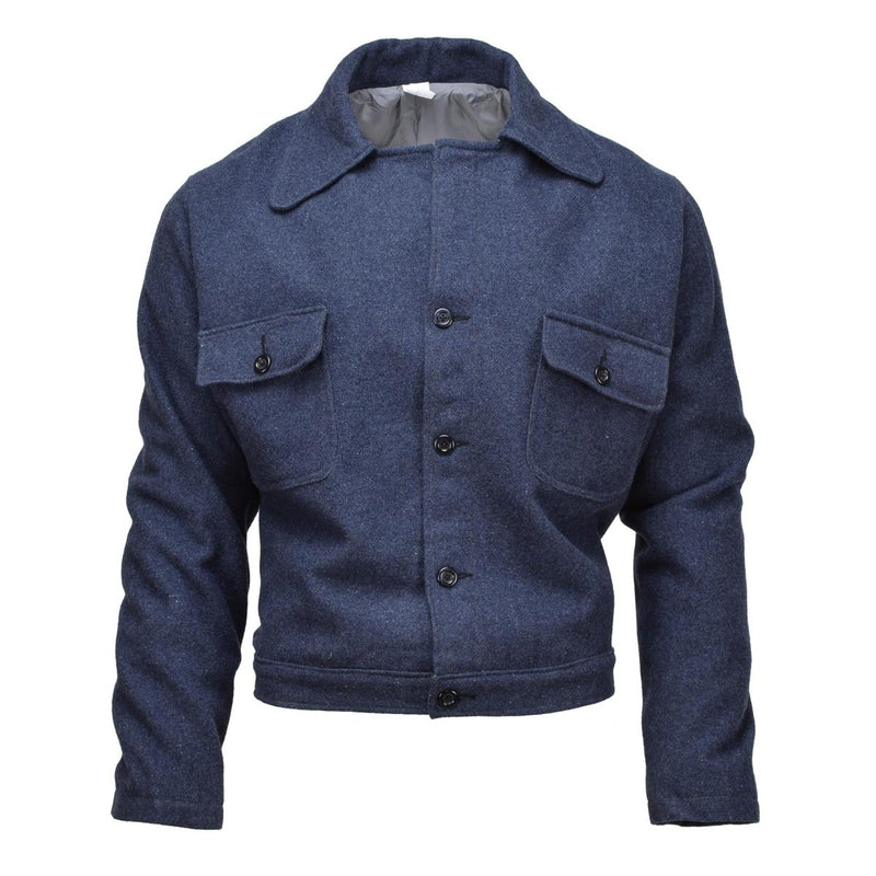 Original vintage Italian army vintage jacket wool blouse dress jacket uniform blue buttoned front all seasons