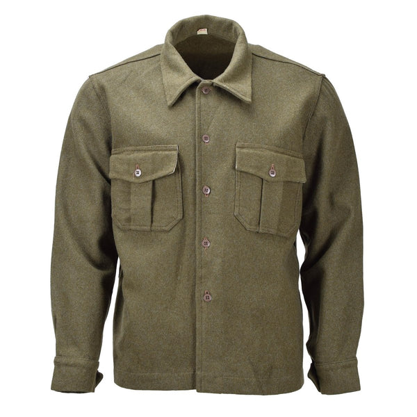 Original Italian formal jacket olive wool uniform vintage adjustable cuffs thick wool material front pockets vintage