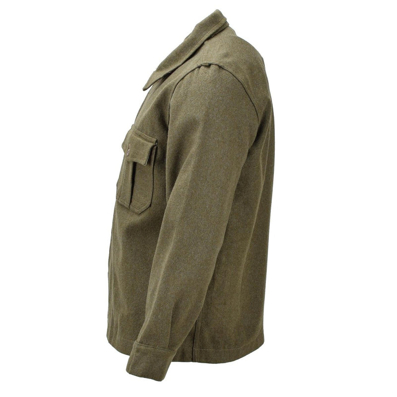 Original Italian formal jacket olive wool uniform vintage adjustable cuffs cargo pockets buttons closure