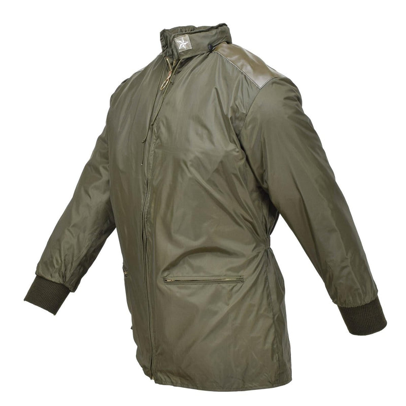 Original Italian Military air forces rain jacket hooded lined olive raincoat elasticated cuffs and waist