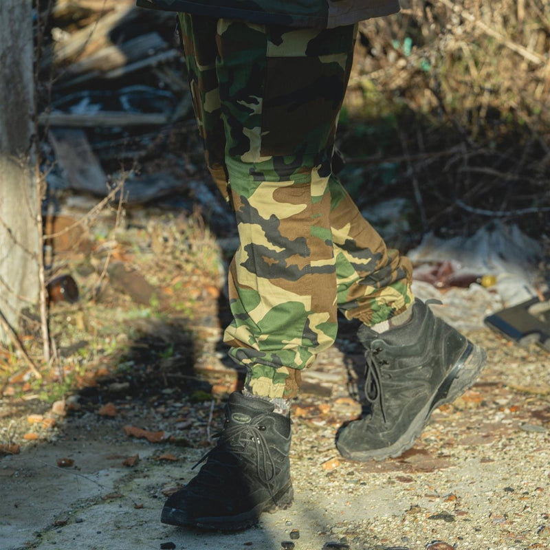 Original Italian Military cargo pants combat woodland camo field trousers elasticated ankles stylish cargo pants