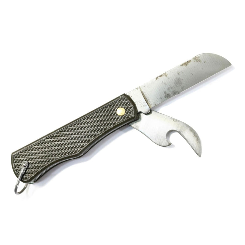 Original Italian Military pocket knife folding can opener plastic handle olive blade sheeps foot can opener vintage