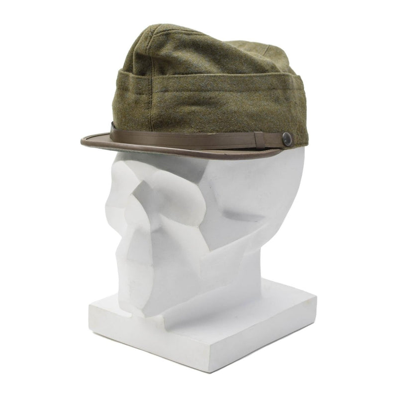 Original Italian military snapback field cap olive wool foldable and easy to carry lightweight vintage